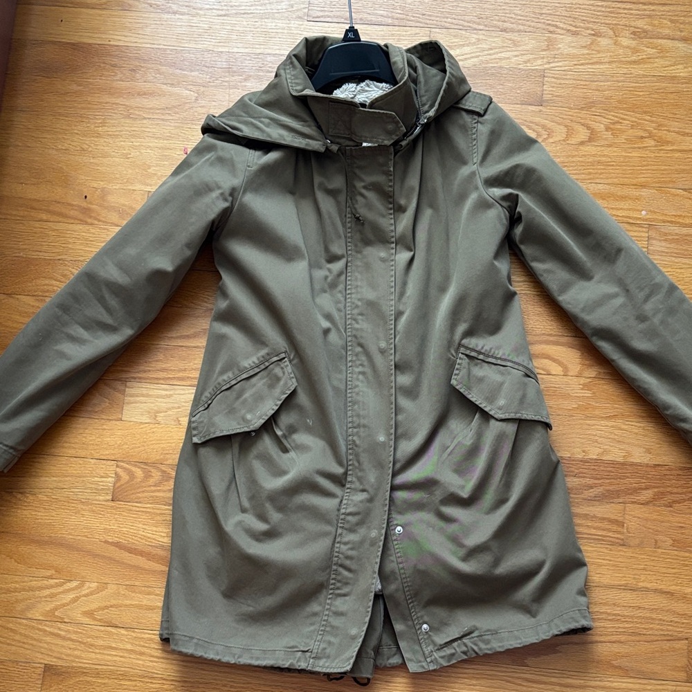 PINKO Olive Green Hooded Parka Size 2